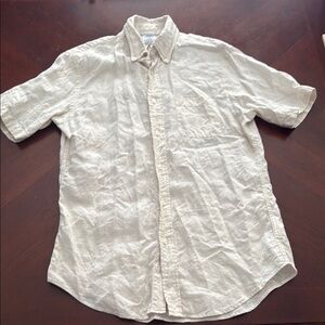 Brooks Brothers original polo 💯 linen Cream Lightweight Casual Shirt